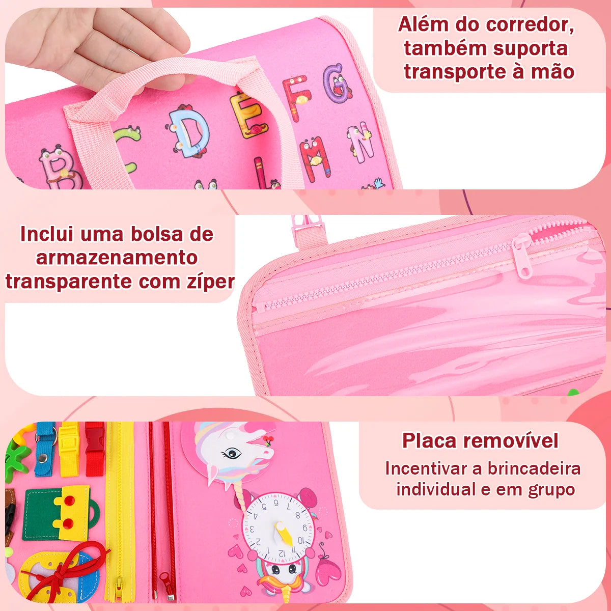 Brinquedo Educativo Infantil Brastoy Maleta de Atividades Aprendizados Pedagógica Montessori Sensorial Diversão para Bebês Crianças