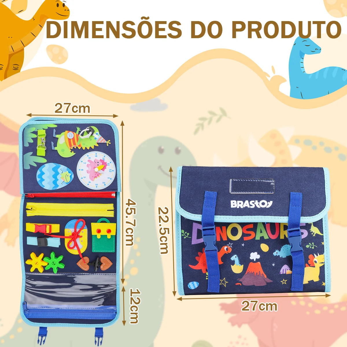 Brinquedo Educativo Infantil Brastoy Maleta de Atividades Aprendizados Pedagógica Montessori Sensorial Diversão para Bebês Crianças