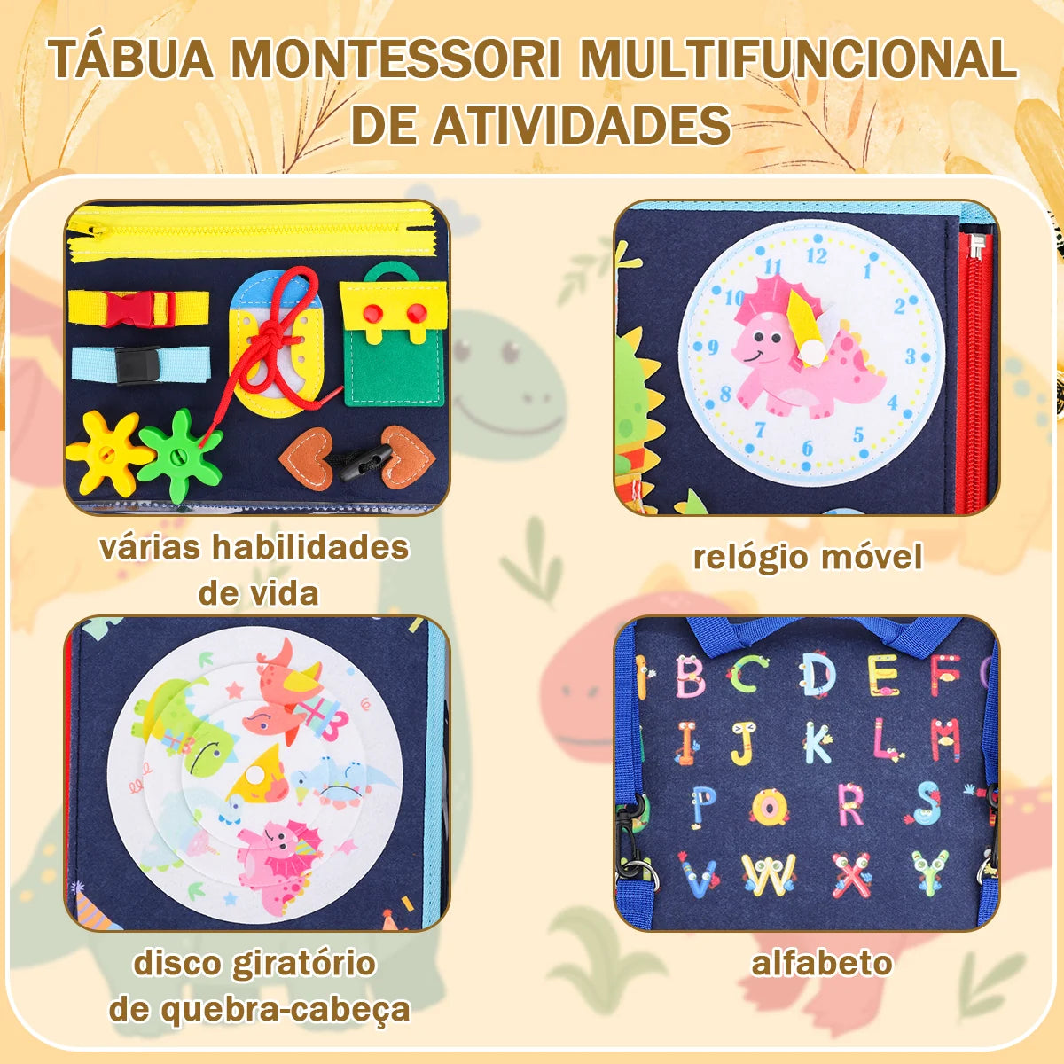 Brinquedo Educativo Infantil Brastoy Maleta de Atividades Aprendizados Pedagógica Montessori Sensorial Diversão para Bebês Crianças