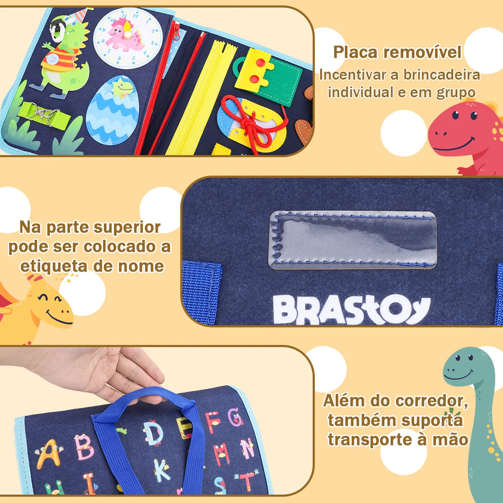 Brinquedo Educativo Infantil Brastoy Maleta de Atividades Aprendizados Pedagógica Montessori Sensorial Diversão para Bebês Crianças