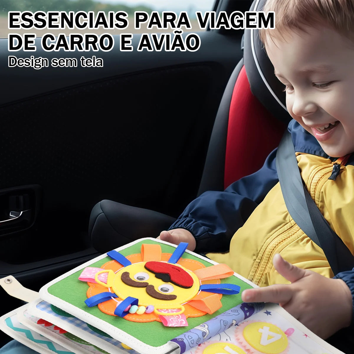 Livro Infantil para Bebê de Tecido Animais Montessori Sensorial Coordenação Atividades Brinquedo Educativo