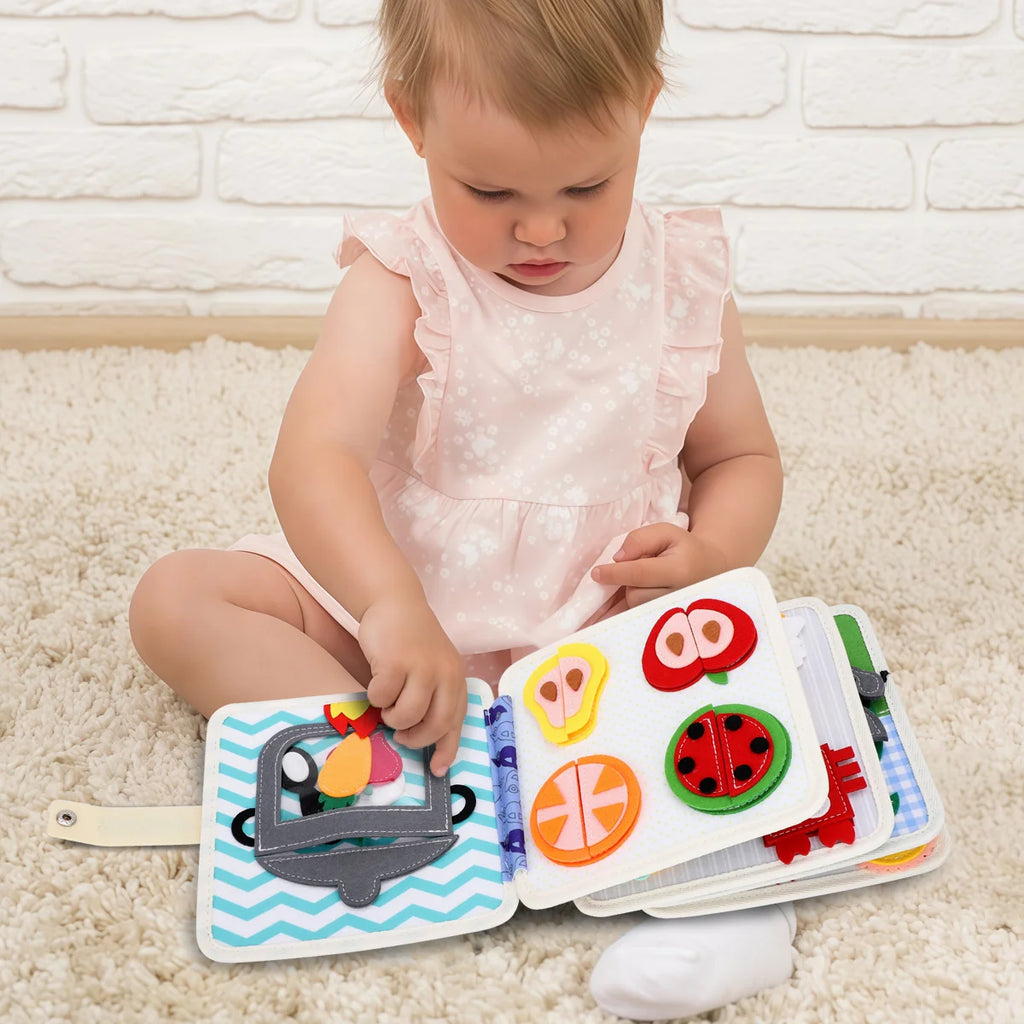 Livro Infantil para Bebê de Tecido Animais Montessori Sensorial Coordenação Atividades Brinquedo Educativo