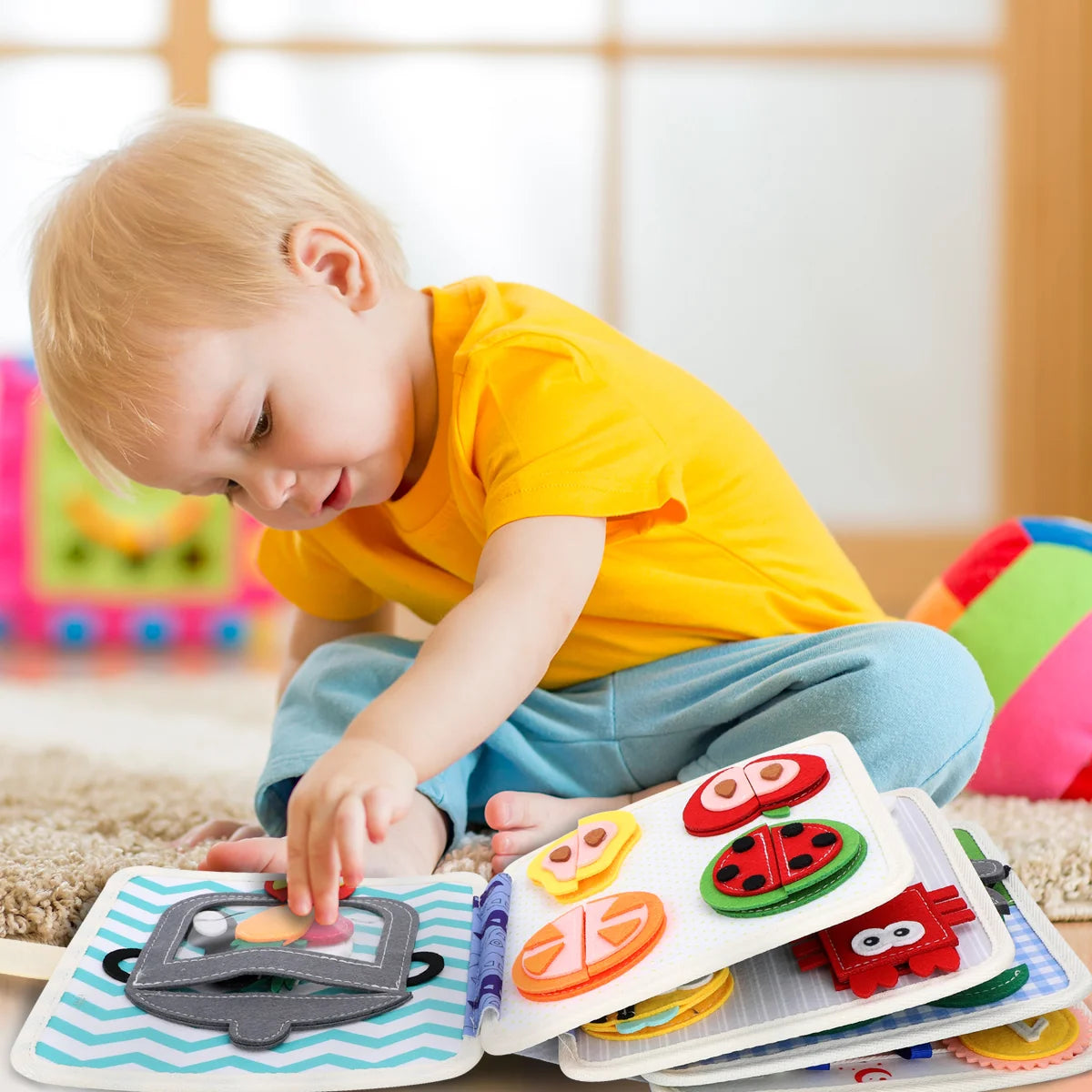 Livro Infantil para Bebê de Tecido Animais Montessori Sensorial Coordenação Atividades Brinquedo Educativo