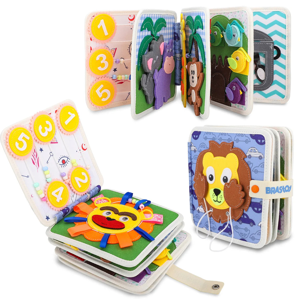 Livro Infantil para Bebê de Tecido Animais Montessori Sensorial Coordenação Atividades Brinquedo Educativo