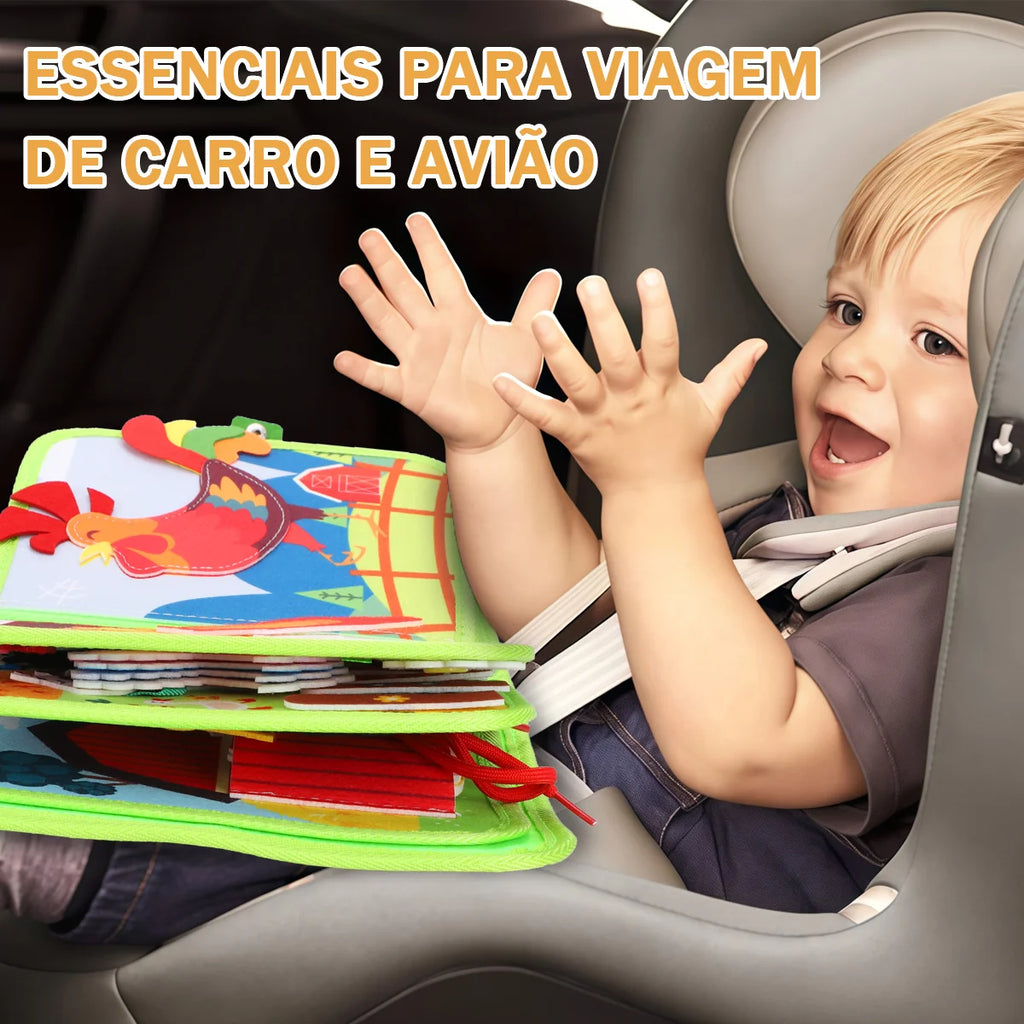 Livro Infantil para Bebê de Tecido Animais Montessori Sensorial Coordenação Atividades Brinquedo Educativo