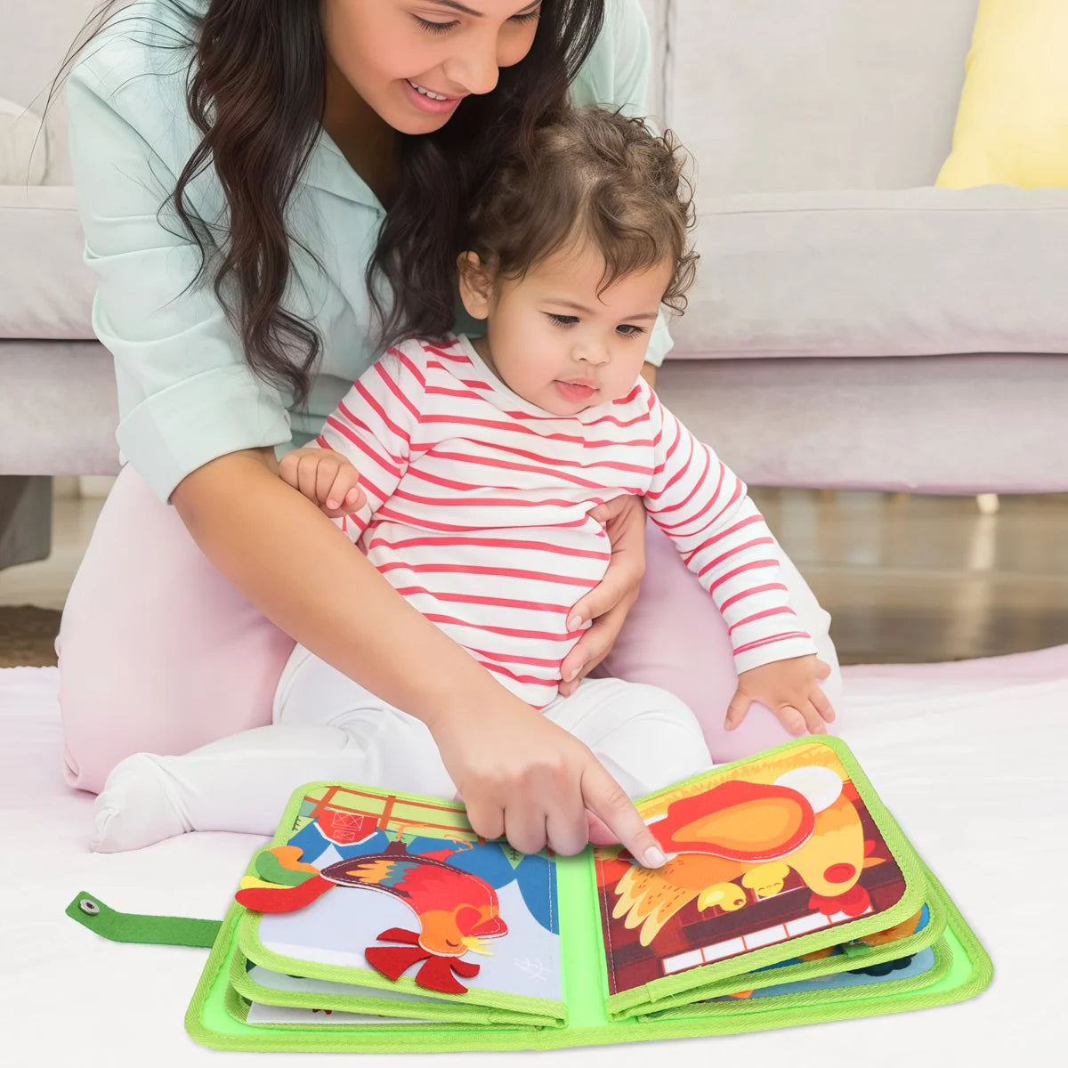 Livro Infantil para Bebê de Tecido Animais Montessori Sensorial Coordenação Atividades Brinquedo Educativo