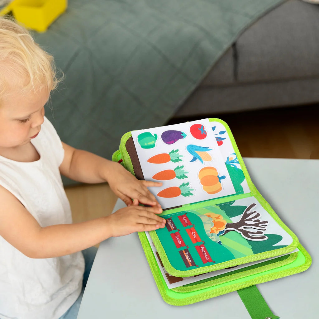 Livro Infantil para Bebê de Tecido Animais Montessori Sensorial Coordenação Atividades Brinquedo Educativo