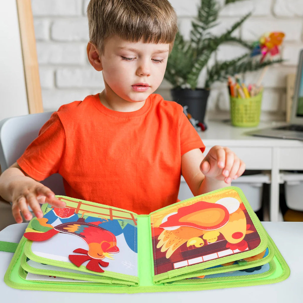 Livro Infantil para Bebê de Tecido Animais Montessori Sensorial Coordenação Atividades Brinquedo Educativo