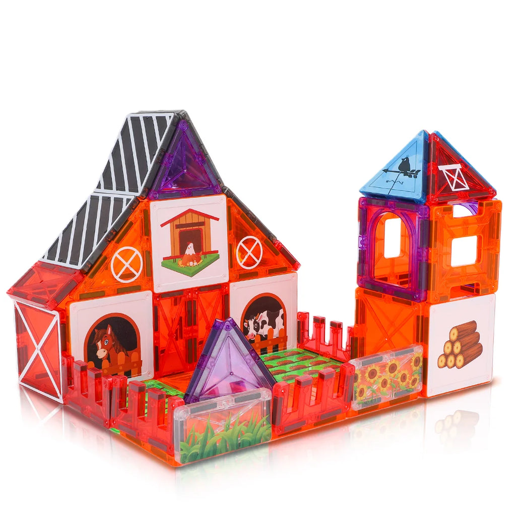 Blocos de Montar Magnéticos 50 Peças Brinquedo Educativo STEM Crianças 3 Anos BRASTOY
