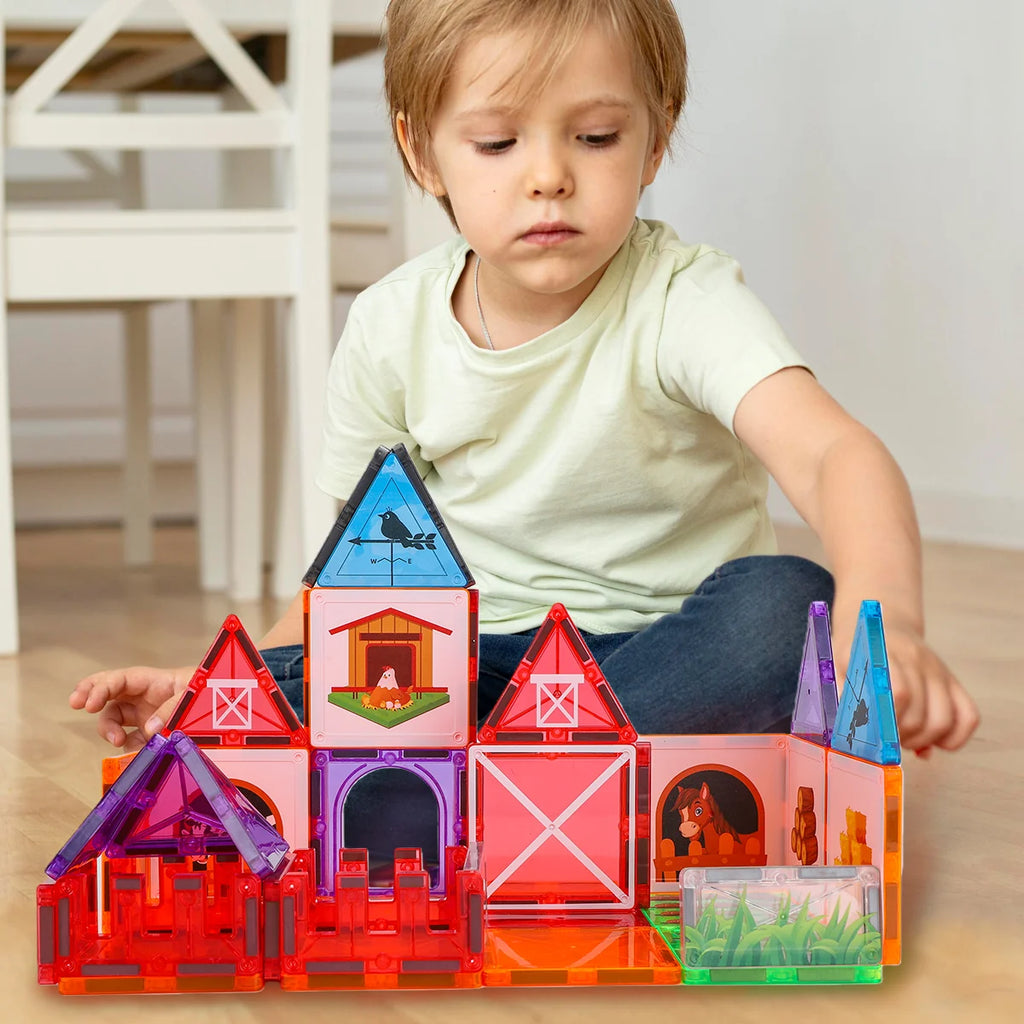 Blocos de Montar Magnéticos 50 Peças Brinquedo Educativo STEM Crianças 3 Anos BRASTOY