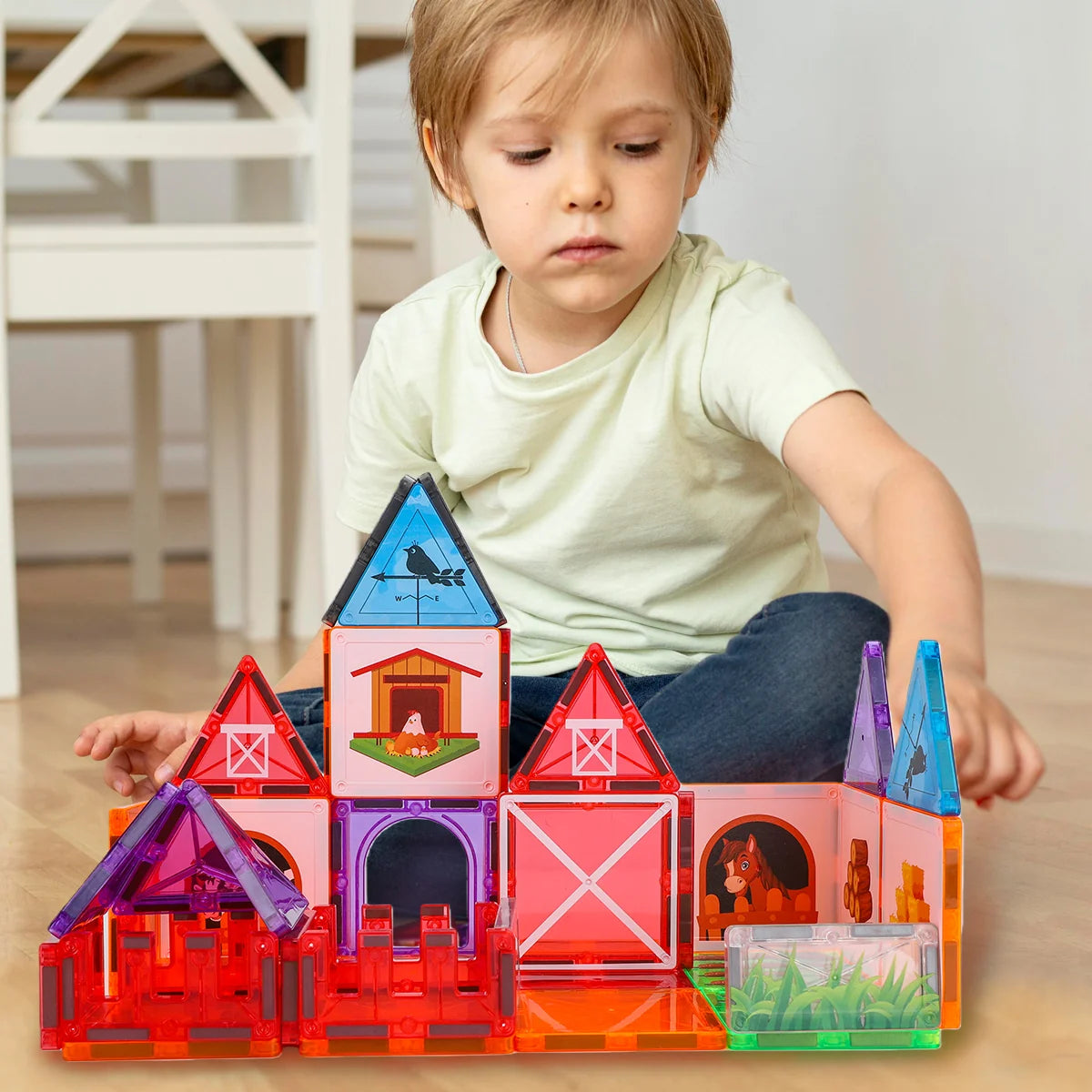 Blocos de Montar Magnéticos 50 Peças Brinquedo Educativo STEM Crianças 3 Anos BRASTOY