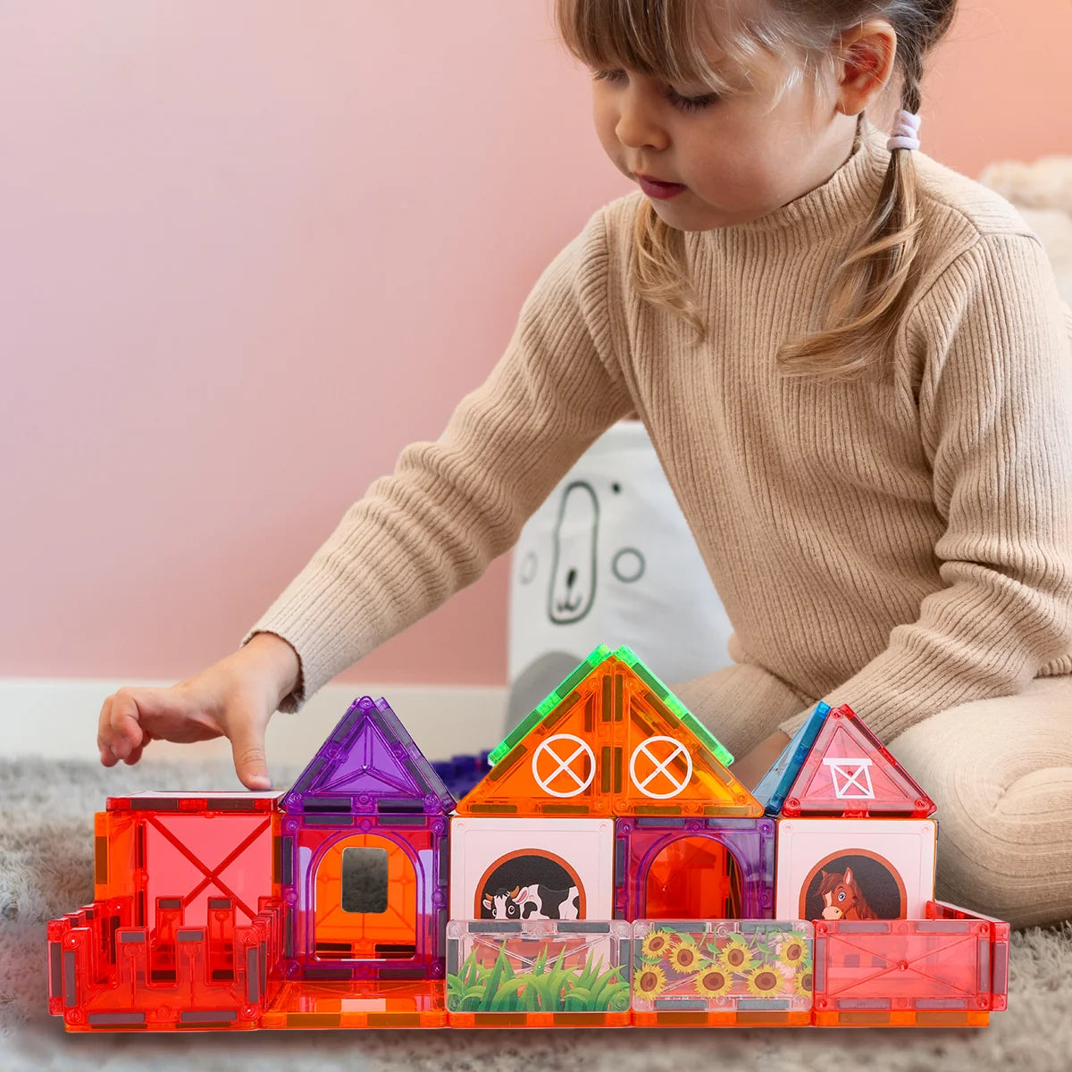 Blocos de Montar Magnéticos 50 Peças Brinquedo Educativo STEM Crianças 3 Anos BRASTOY