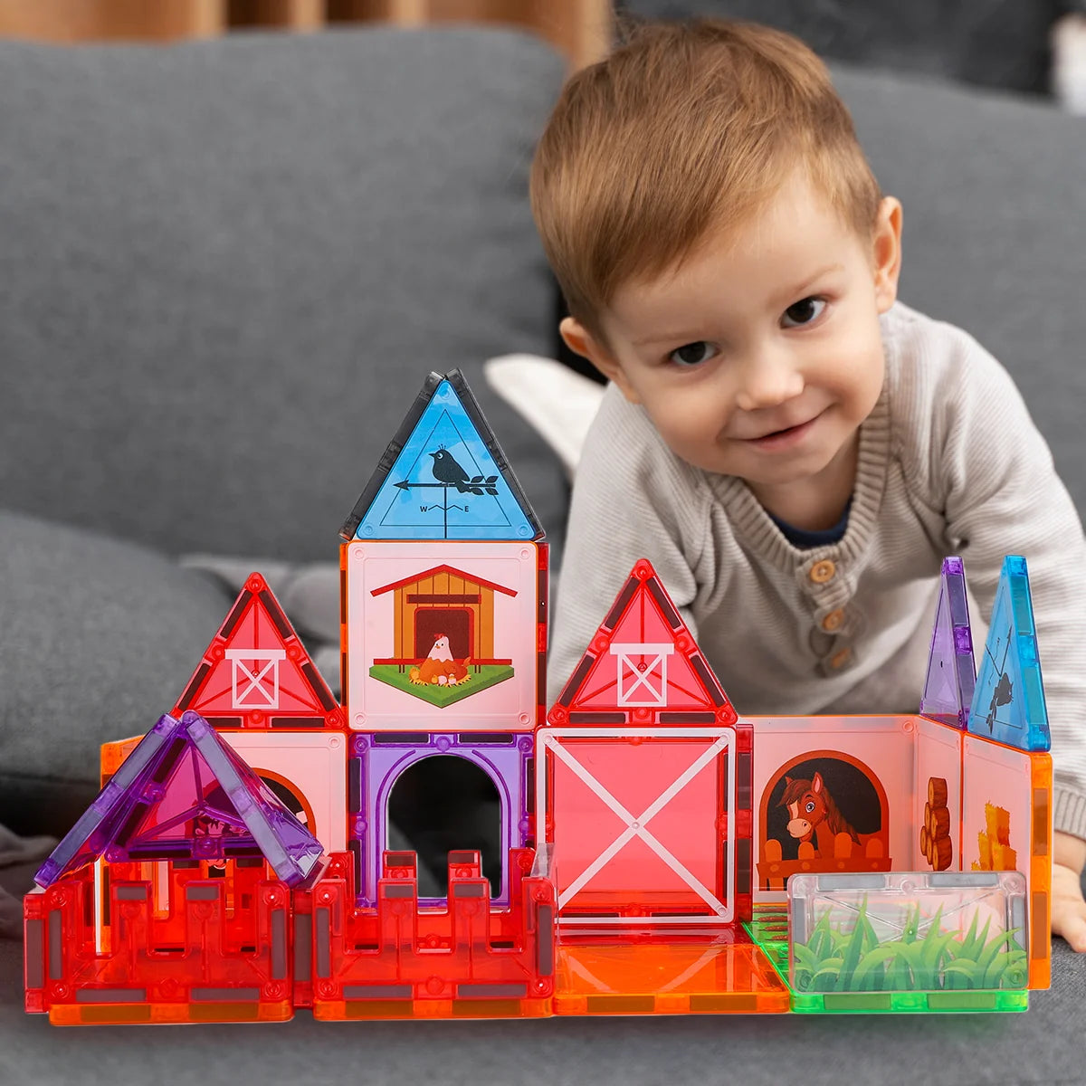 Blocos de Montar Magnéticos 50 Peças Brinquedo Educativo STEM Crianças 3 Anos BRASTOY