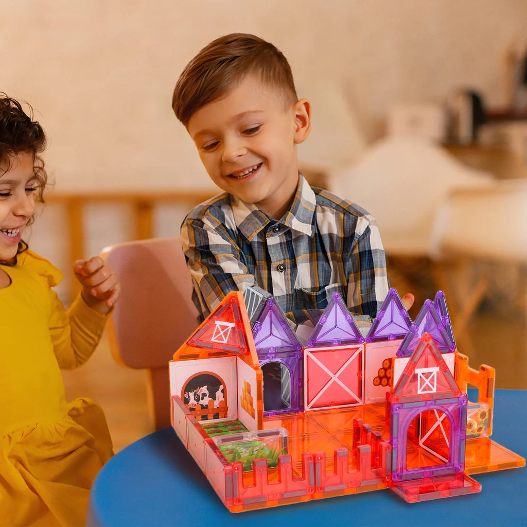 Blocos de Montar Magnéticos 50 Peças Brinquedo Educativo STEM Crianças 3 Anos BRASTOY