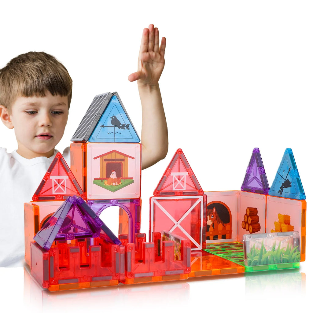 Blocos de Montar Magnéticos 50 Peças Brinquedo Educativo STEM Crianças 3 Anos BRASTOY