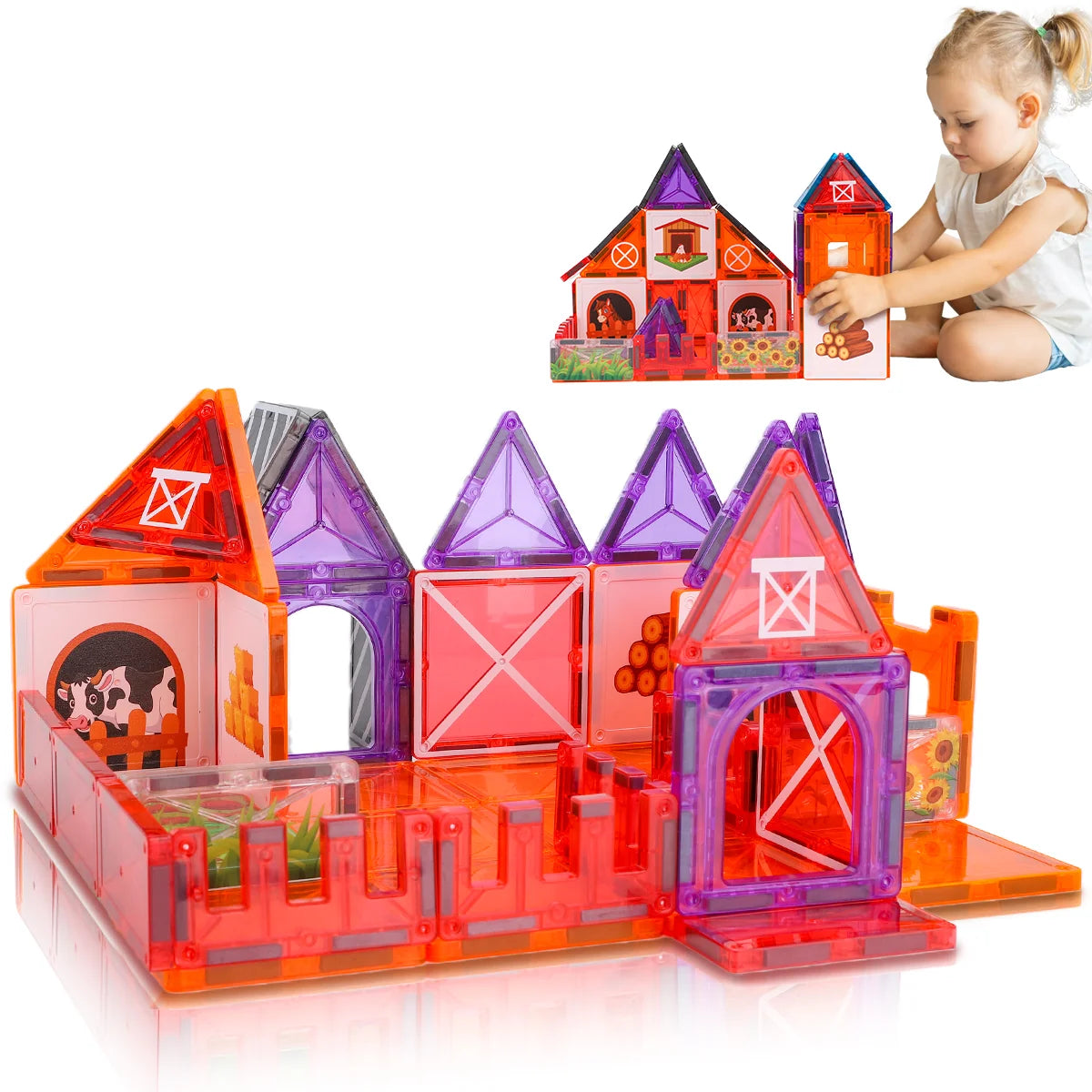 Blocos de Montar Magnéticos 50 Peças Brinquedo Educativo STEM Crianças 3 Anos BRASTOY