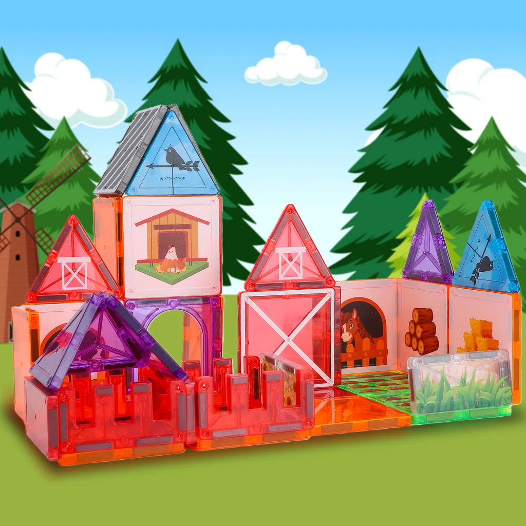 Blocos de Montar Magnéticos 50 Peças Brinquedo Educativo STEM Crianças 3 Anos BRASTOY