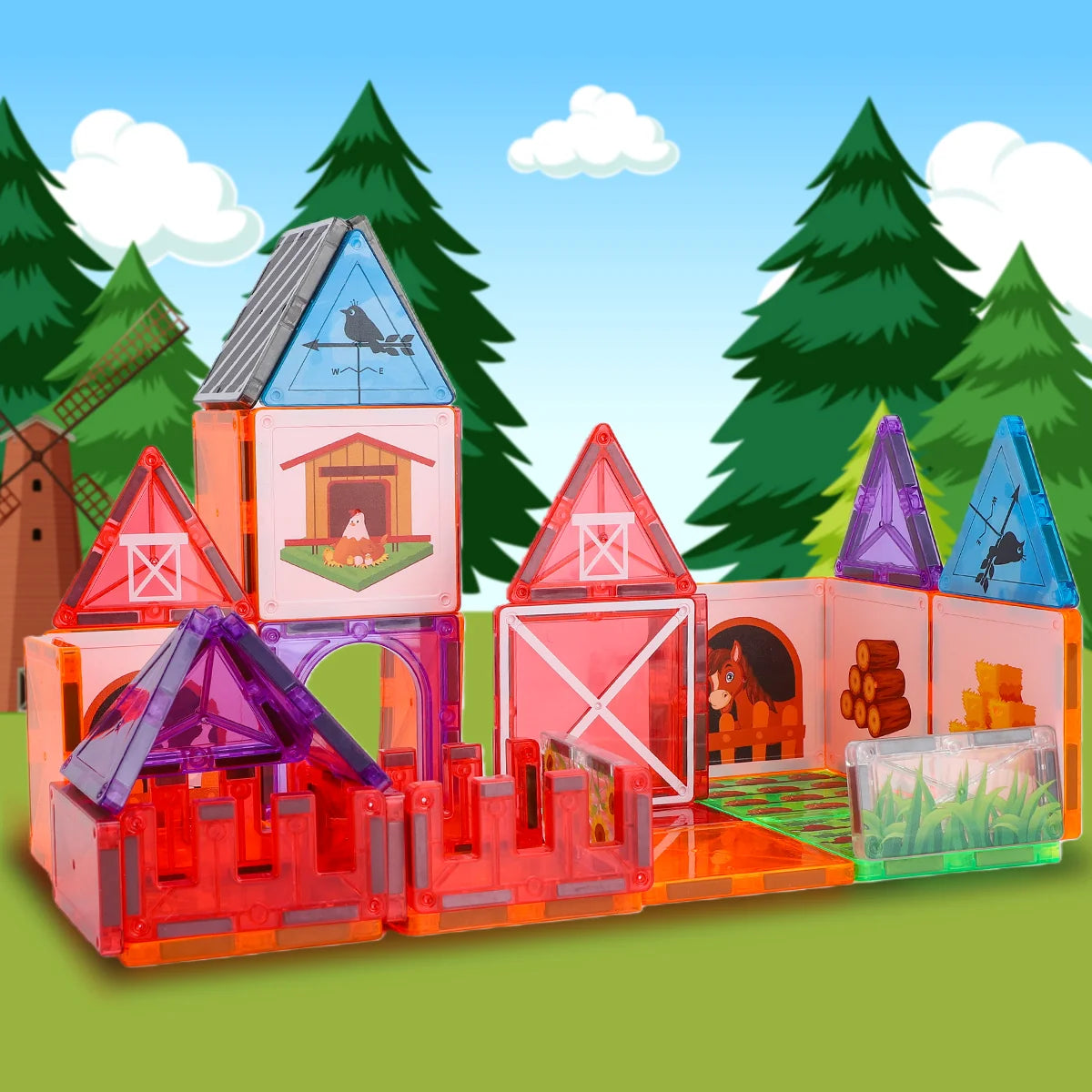 Blocos de Montar Magnéticos 50 Peças Brinquedo Educativo STEM Crianças 3 Anos BRASTOY