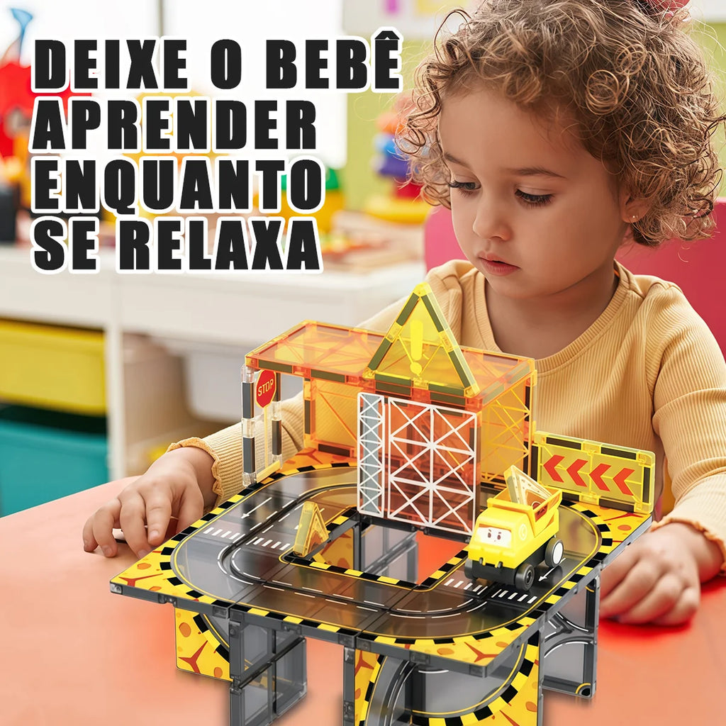 Blocos de Montar Magnéticos 33 Peças Brastoy Brinquedo Educativo Infantil Construção