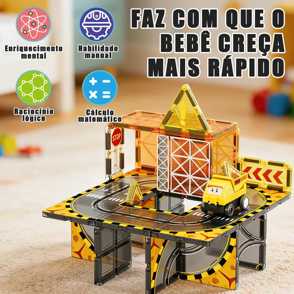 Blocos de Montar Magnéticos 33 Peças Brastoy Brinquedo Educativo Infantil Construção
