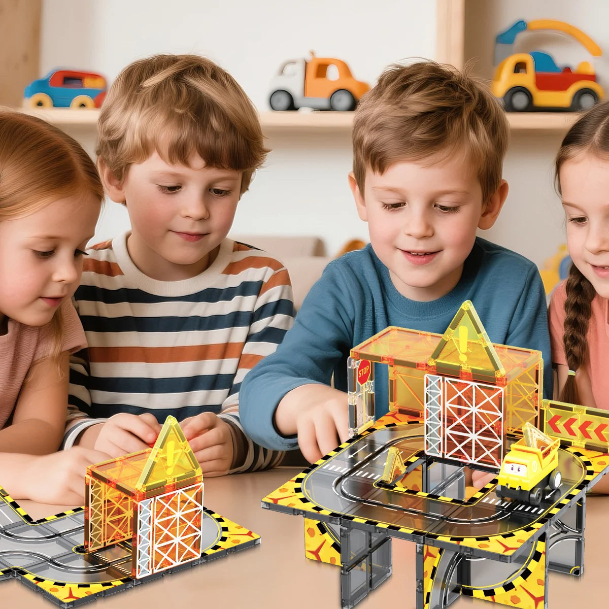 Blocos de Montar Magnéticos 33 Peças Brastoy Brinquedo Educativo Infantil Construção
