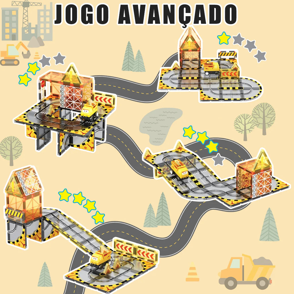 Blocos de Montar Magnéticos 33 Peças Brastoy Brinquedo Educativo Infantil Construção
