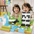 Blocos de Montar Magnéticos 70 Peças Brastoy Brinquedo Educativo Infantil Construção Tema de Panda