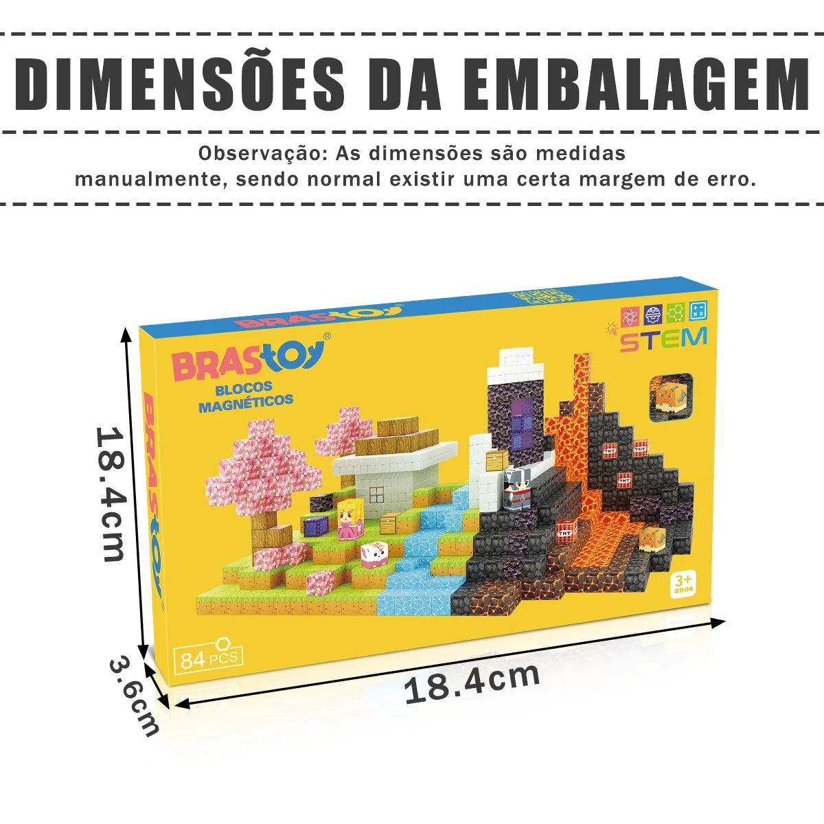 Blocos de Montar Magnéticos 84 Peças Brastoy Brinquedo Educativo Infantil Construção Tema Princesa e Cavaleiro