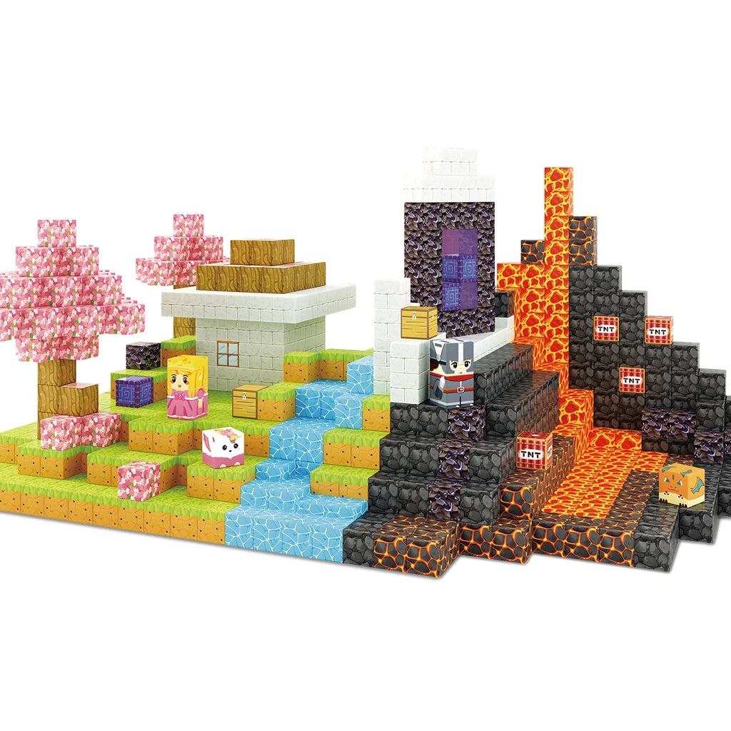 Blocos de Montar Magnéticos 84 Peças Brastoy Brinquedo Educativo Infantil Construção Tema Princesa e Cavaleiro