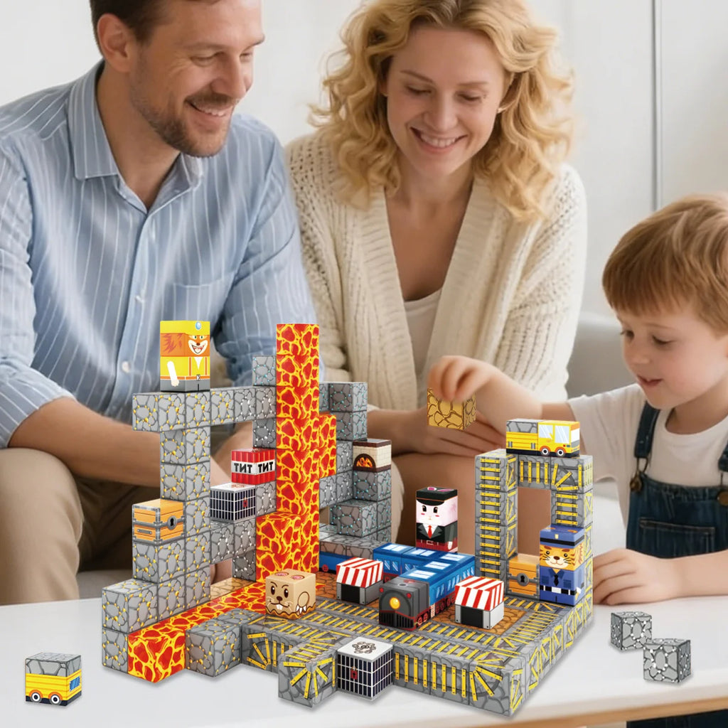 Blocos de Montar Magnéticos 84 Peças Brastoy Brinquedo Educativo Infantil Construção Tema Polícia e Resgate