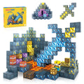 Blocos de Montar Magnéticos 72 Peças Brastoy Brinquedo Educativo Infantil Construção Tema Mina de Ouro