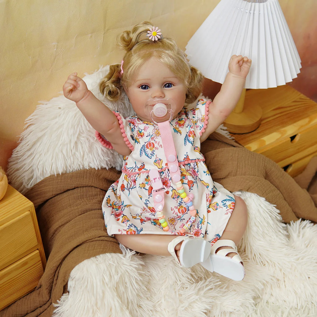 Boneca Bebê Reborn Silicone Realista 48cm Original Kit Acessórios Conjunto Roupa Mamadeira Chupeta Pelúcia Fralda Certidão