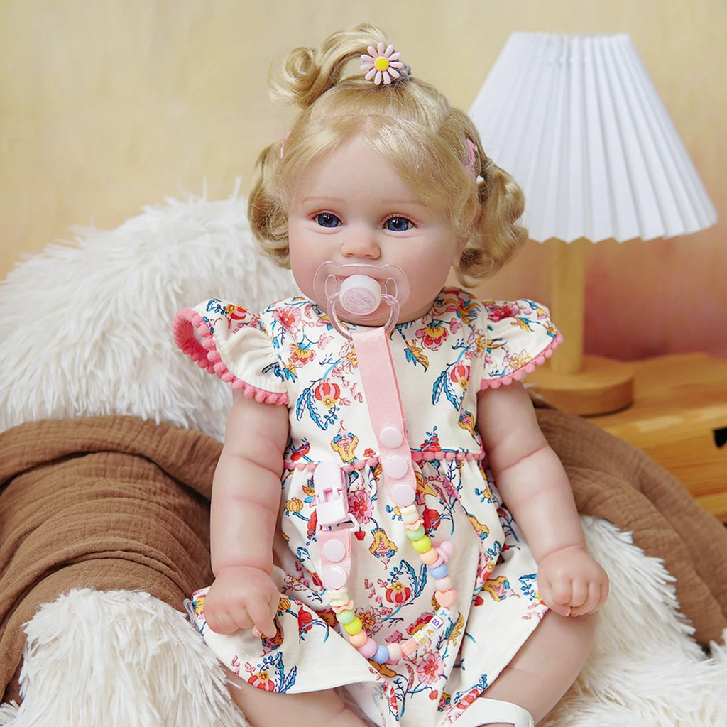 Boneca Bebê Reborn Silicone Realista 48cm Original Kit Acessórios Conjunto Roupa Mamadeira Chupeta Pelúcia Fralda Certidão