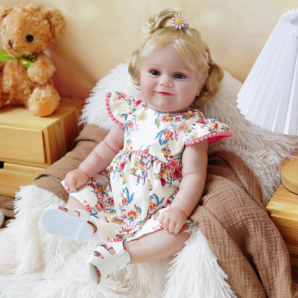 Boneca Bebê Reborn Silicone Realista 48cm Original Kit Acessórios Conjunto Roupa Mamadeira Chupeta Pelúcia Fralda Certidão