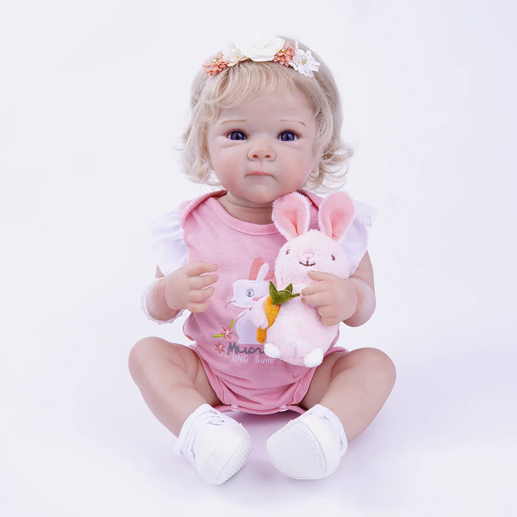 Boneca Bebê Reborn Silicone Realista 48cm Original Kit Acessórios Conjunto Roupa Mamadeira Chupeta Pelúcia Fralda Certidão