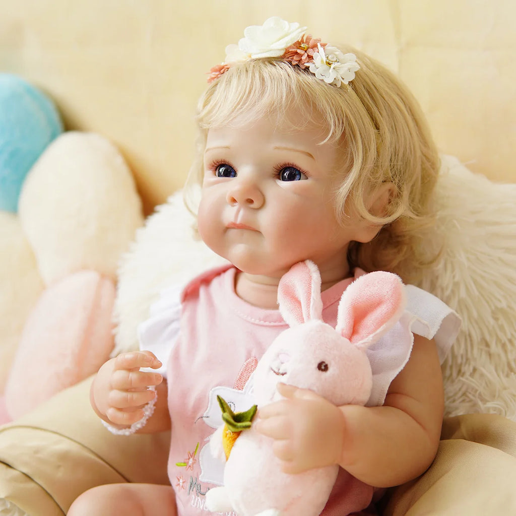 Boneca Bebê Reborn Silicone Realista 48cm Original Kit Acessórios Conjunto Roupa Mamadeira Chupeta Pelúcia Fralda Certidão