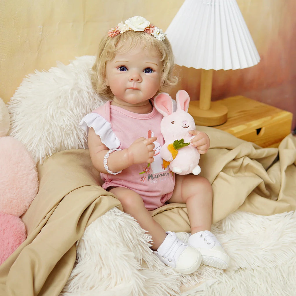 Boneca Bebê Reborn Silicone Realista 48cm Original Kit Acessórios Conjunto Roupa Mamadeira Chupeta Pelúcia Fralda Certidão