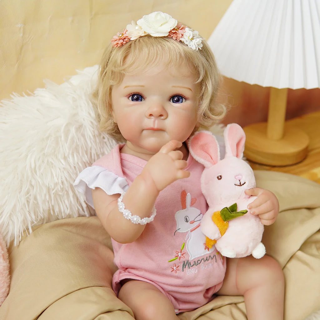 Boneca Bebê Reborn Silicone Realista 48cm Original Kit Acessórios Conjunto Roupa Mamadeira Chupeta Pelúcia Fralda Certidão