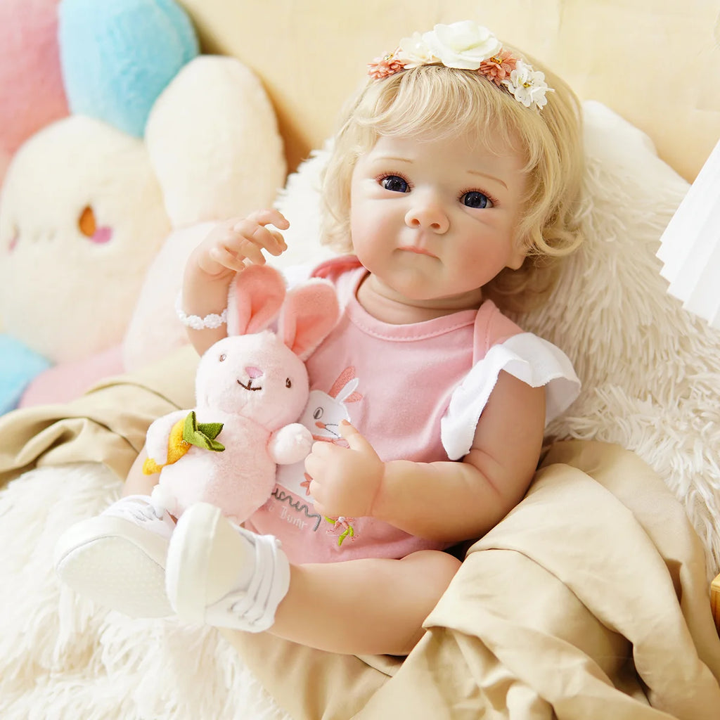 Boneca Bebê Reborn Silicone Realista 48cm Original Kit Acessórios Conjunto Roupa Mamadeira Chupeta Pelúcia Fralda Certidão