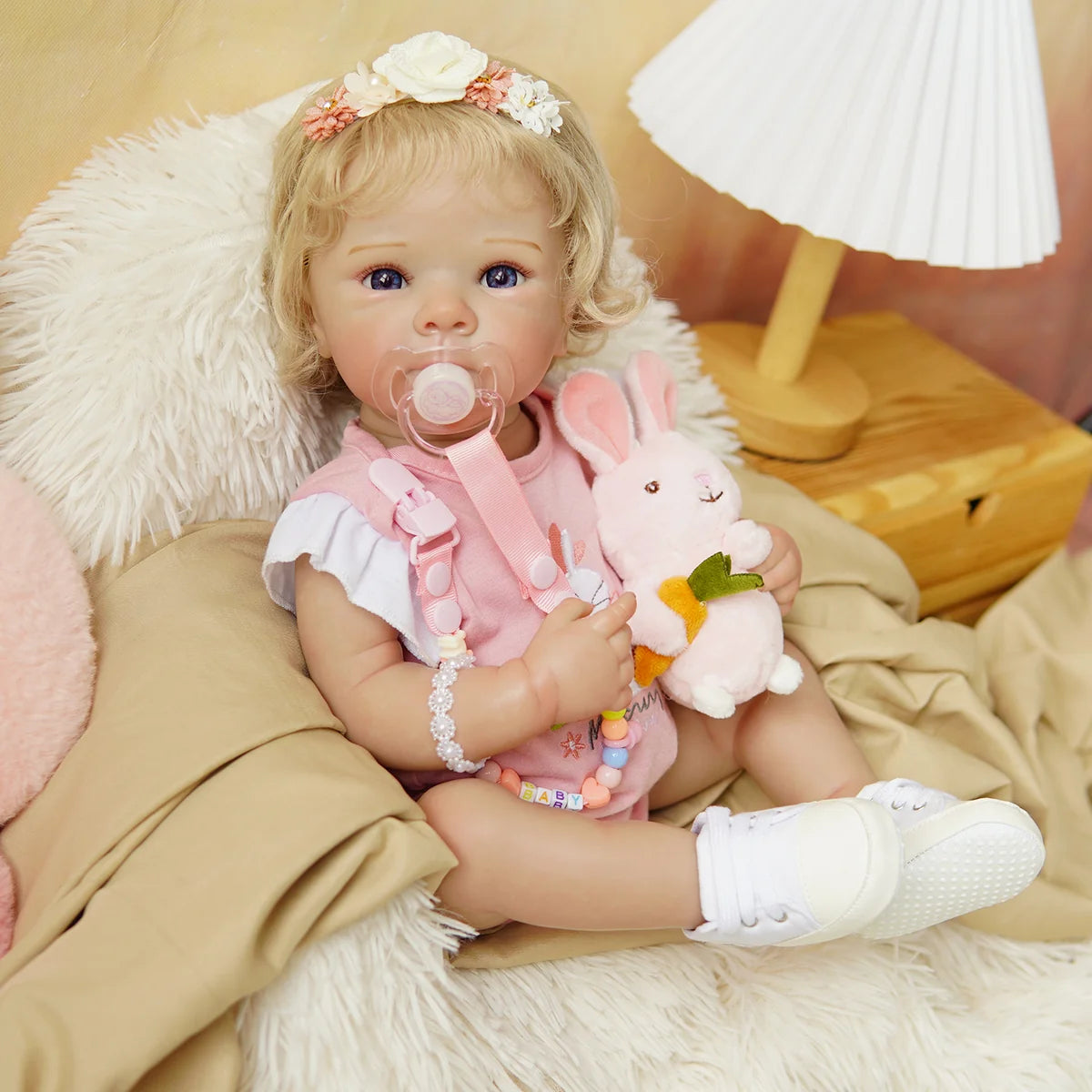 Boneca Bebê Reborn Silicone Realista 48cm Original Kit Acessórios Conjunto Roupa Mamadeira Chupeta Pelúcia Fralda Certidão