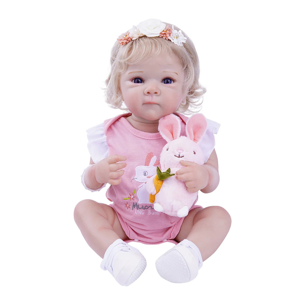 Boneca Bebê Reborn Silicone Realista 48cm Original Kit Acessórios Conjunto Roupa Mamadeira Chupeta Pelúcia Fralda Certidão