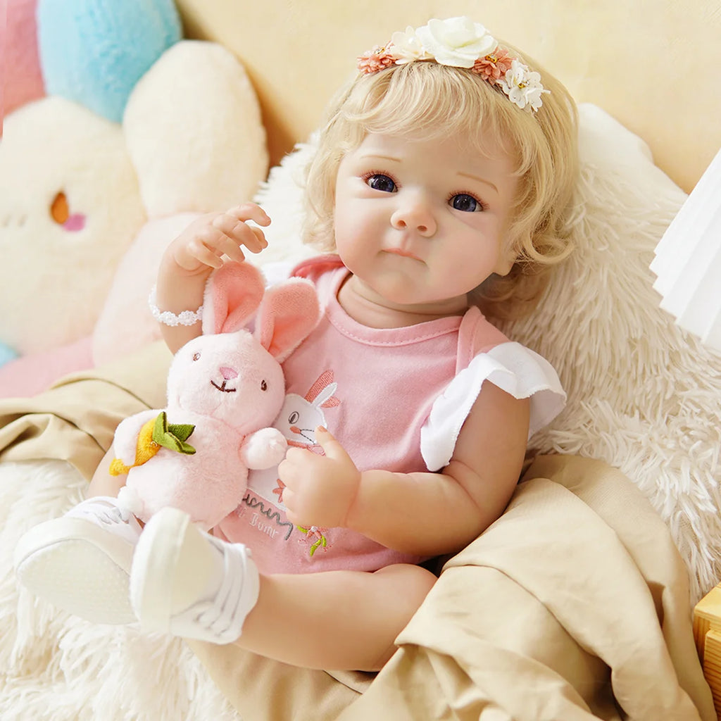 Boneca Bebê Reborn Silicone Realista 48cm Original Kit Acessórios Conjunto Roupa Mamadeira Chupeta Pelúcia Fralda Certidão