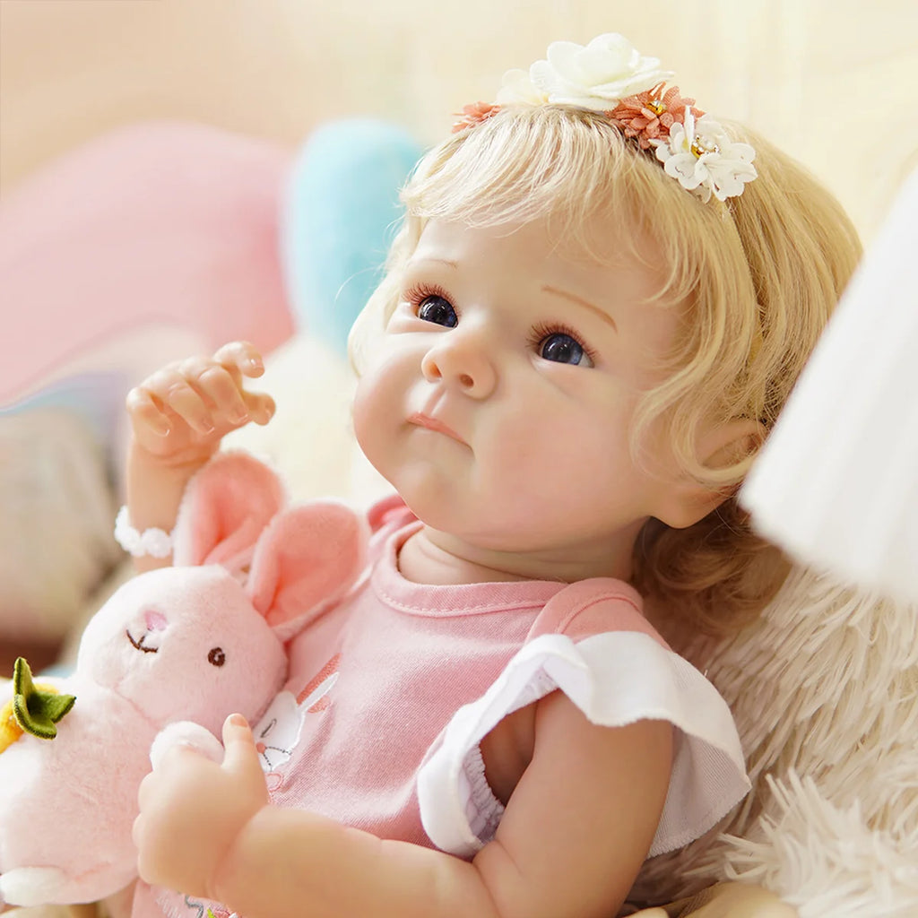 Boneca Bebê Reborn Silicone Realista 48cm Original Kit Acessórios Conjunto Roupa Mamadeira Chupeta Pelúcia Fralda Certidão