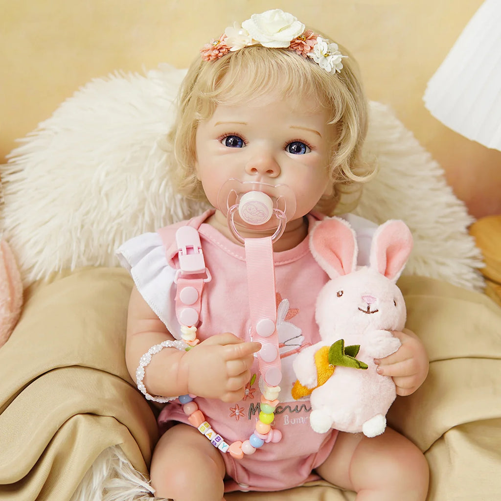 Boneca Bebê Reborn Silicone Realista 48cm Original Kit Acessórios Conjunto Roupa Mamadeira Chupeta Pelúcia Fralda Certidão