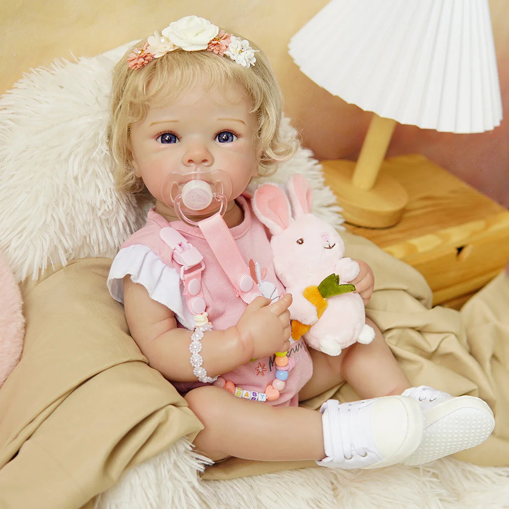 Boneca Bebê Reborn Silicone Realista 48cm Original Kit Acessórios Conjunto Roupa Mamadeira Chupeta Pelúcia Fralda Certidão