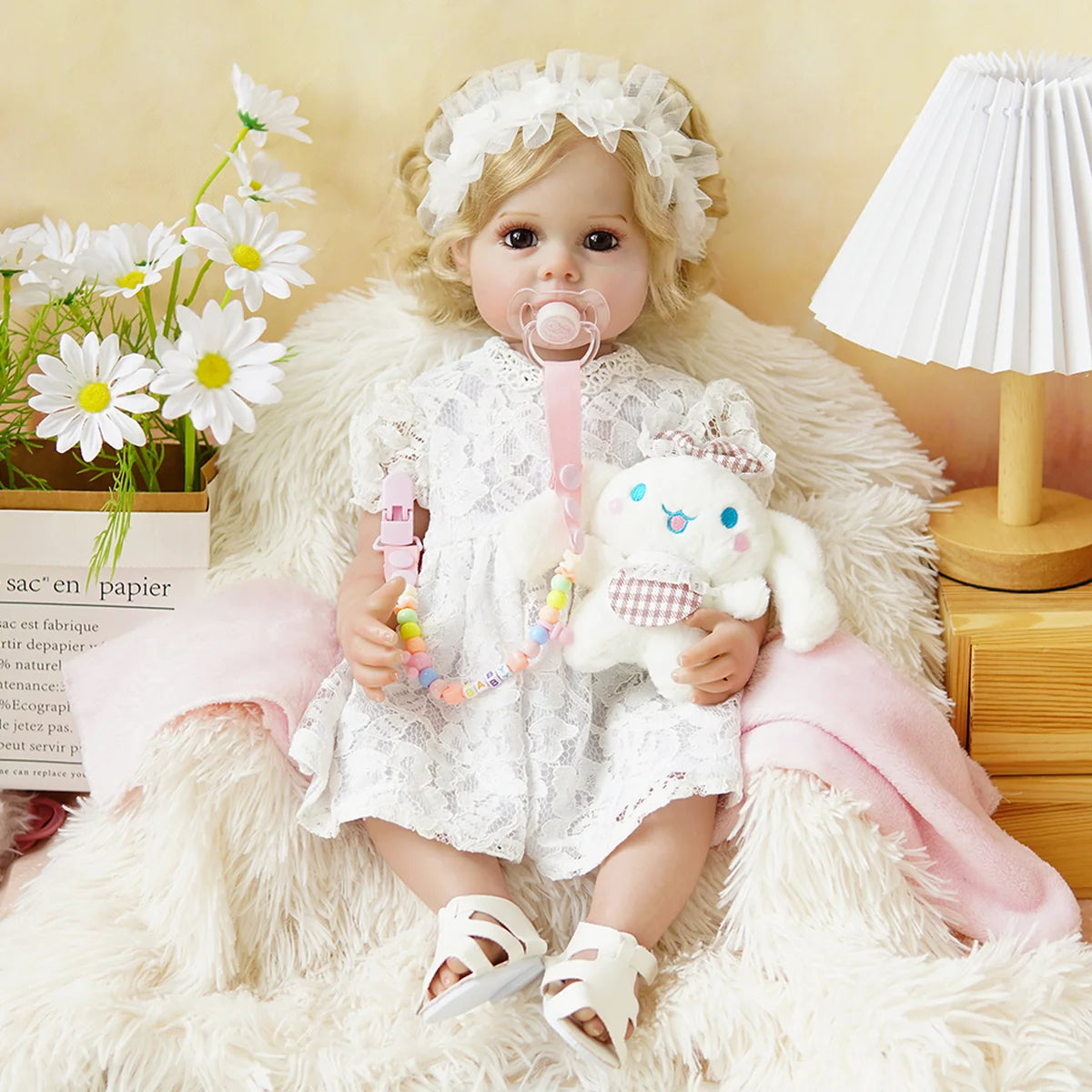 Boneca Bebê Reborn Realista 55cm Original Kit Acessórios Conjunto Roupa Mamadeira Chupeta Pelúcia Fralda Certidão
