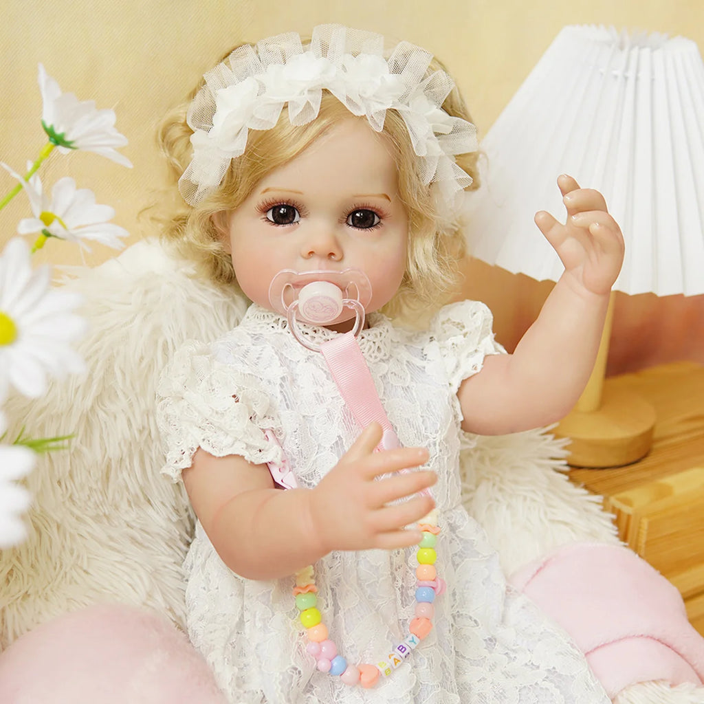 Boneca Bebê Reborn Realista 55cm Original Kit Acessórios Conjunto Roupa Mamadeira Chupeta Pelúcia Fralda Certidão