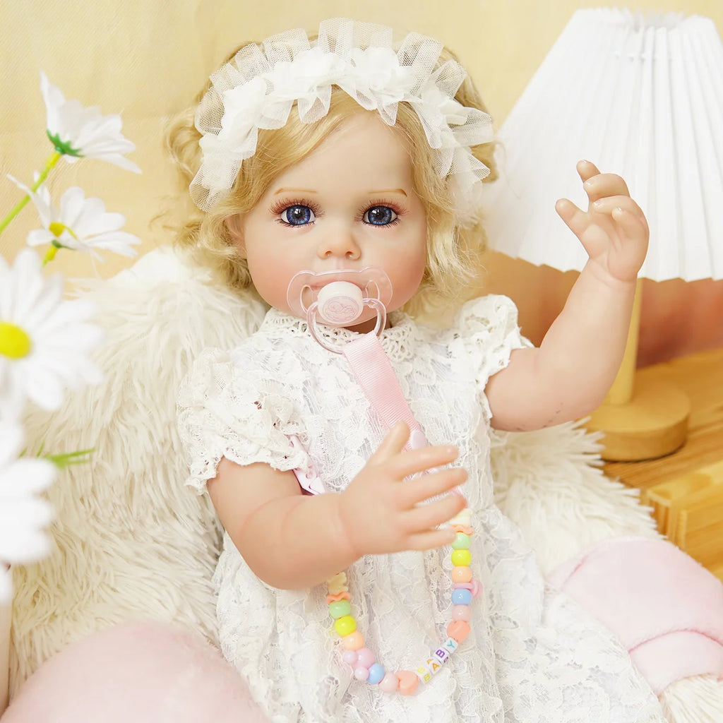 Boneca Bebê Reborn Realista 55cm Original Kit Acessórios Conjunto Roupa Mamadeira Chupeta Pelúcia Fralda Certidão