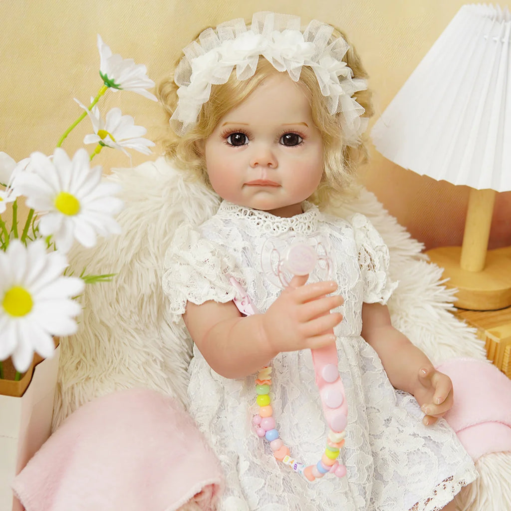 Boneca Bebê Reborn Realista 55cm Original Kit Acessórios Conjunto Roupa Mamadeira Chupeta Pelúcia Fralda Certidão