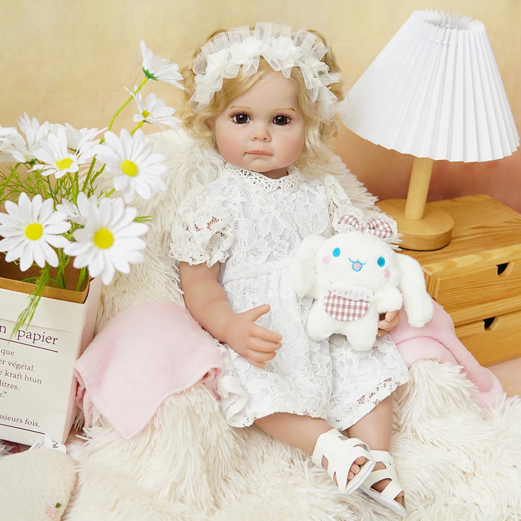 Boneca Bebê Reborn Realista 55cm Original Kit Acessórios Conjunto Roupa Mamadeira Chupeta Pelúcia Fralda Certidão